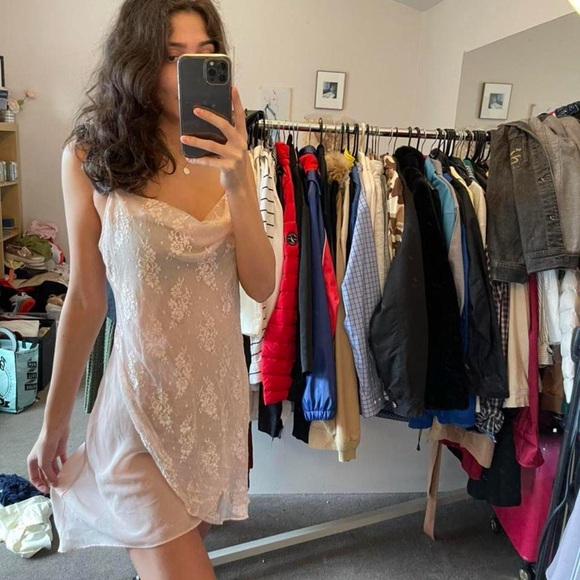 Elegant Lace Slip Dress in Cream - Picture 2 of 4